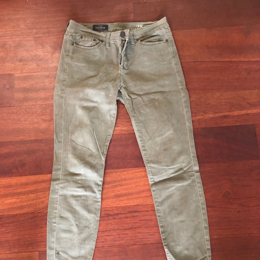 j crew green toothpick pant